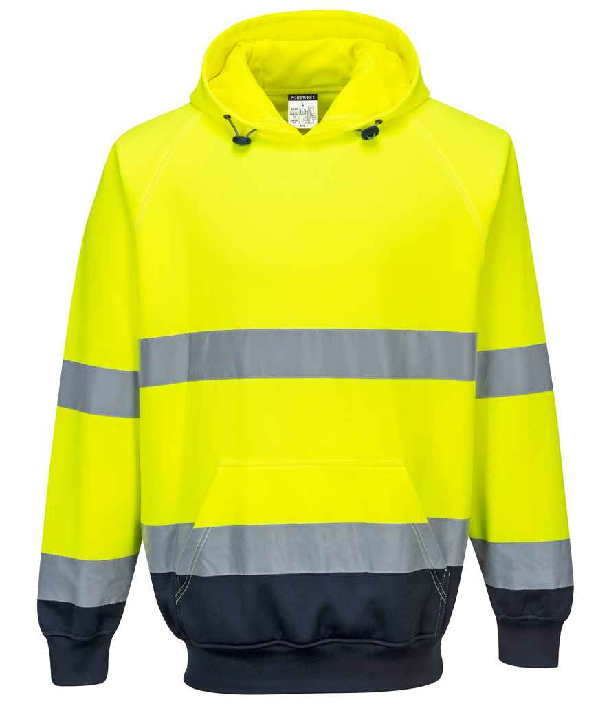 Portwest Hi-Vis Two Tone Hooded Sweatshirt - Yellow/Navy
