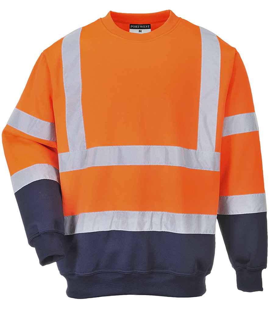 Portwest Hi-Vis Two Tone Sweatshirt - Orange/Navy