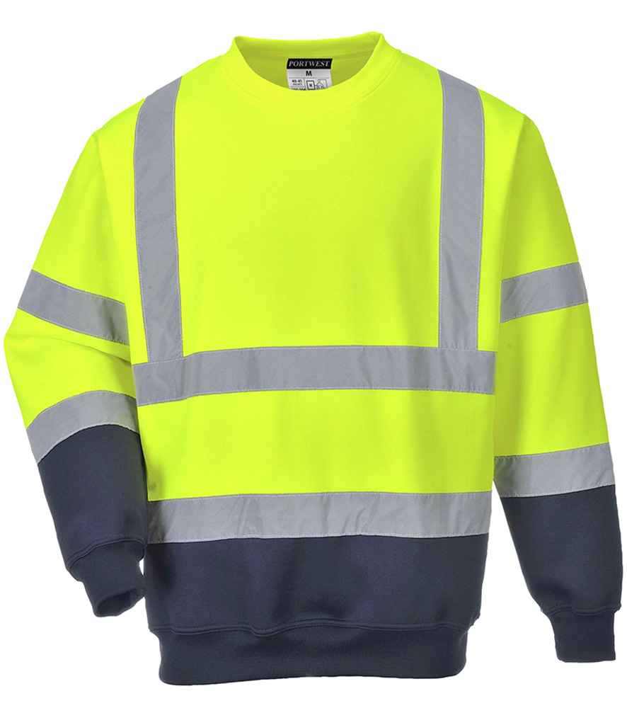 Portwest Hi-Vis Two Tone Sweatshirt - Yellow/Navy