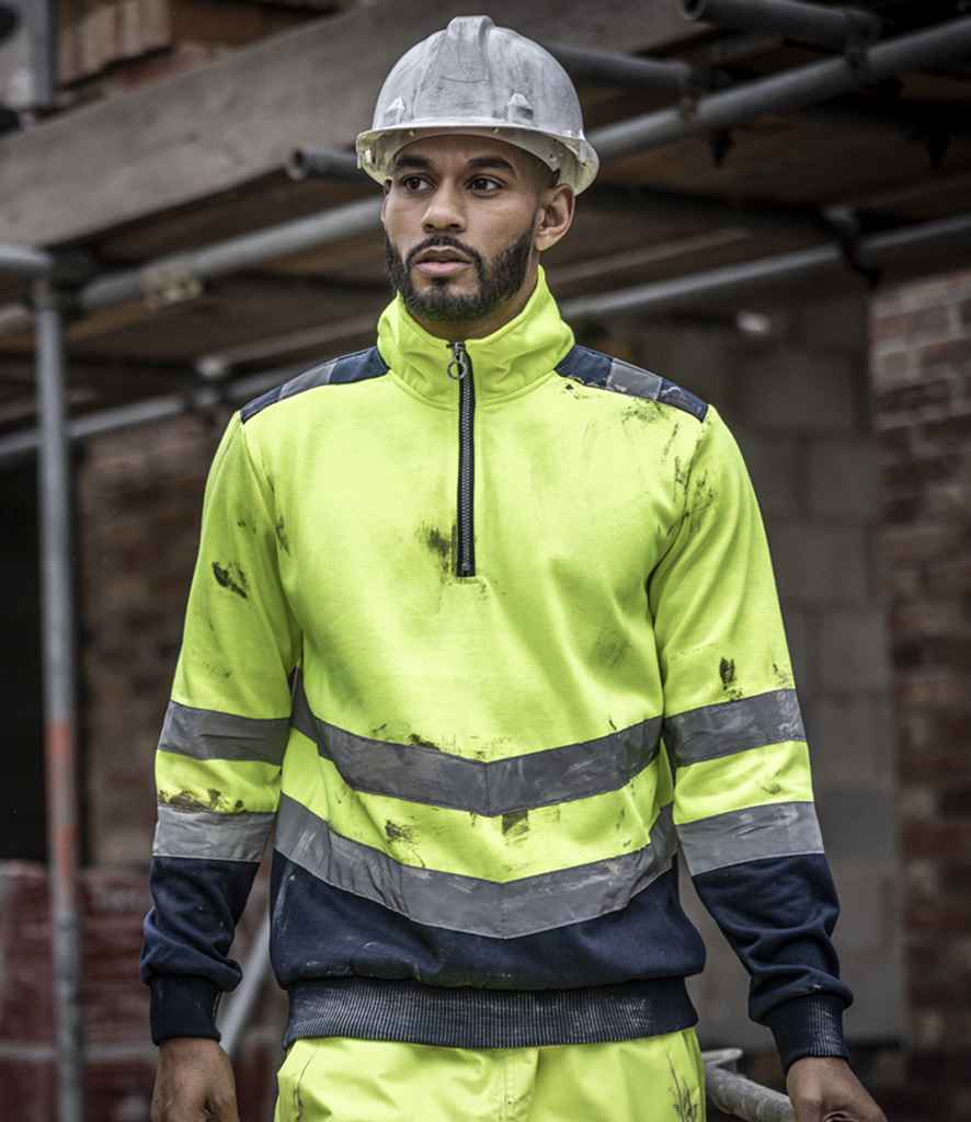Regatta High Visibility Pro 1/4 Zip Sweatshirt - Yellow/Navy