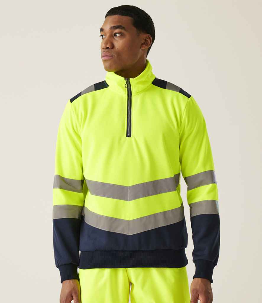 Regatta High Visibility Pro 1/4 Zip Sweatshirt - Yellow/Navy