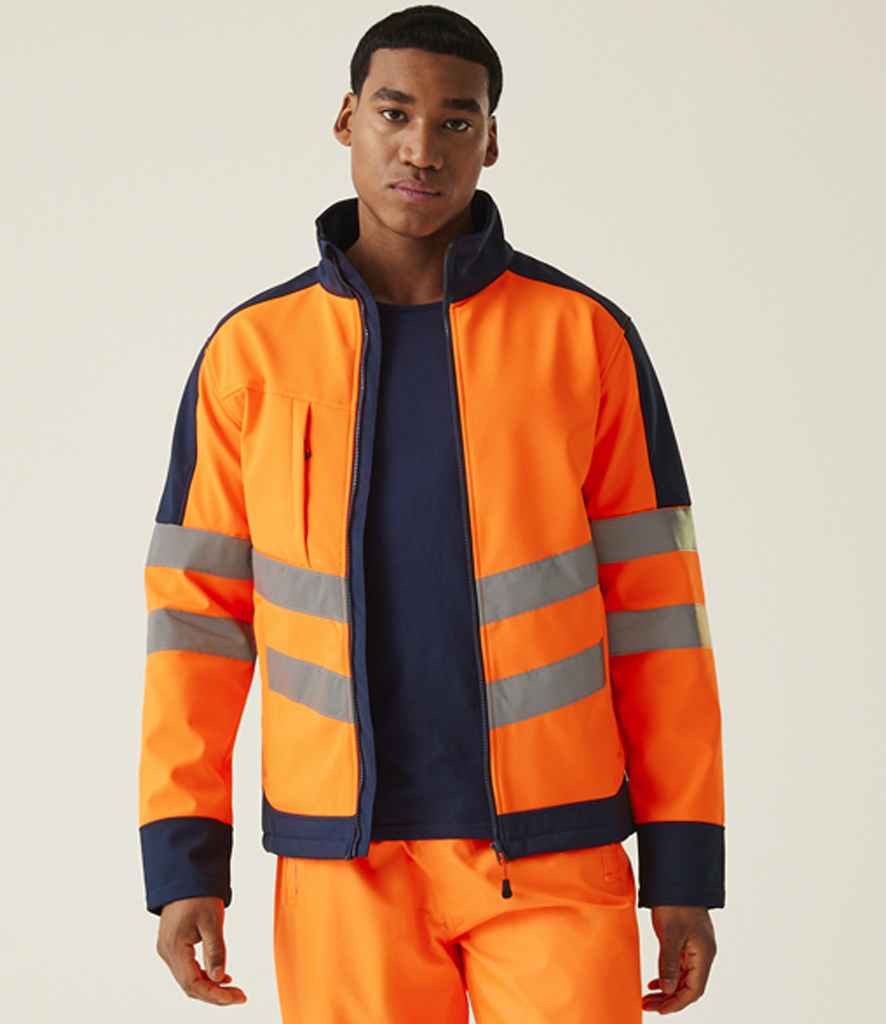 Regatta High Visibility Pro Soft Shell Jacket - Orange/Navy