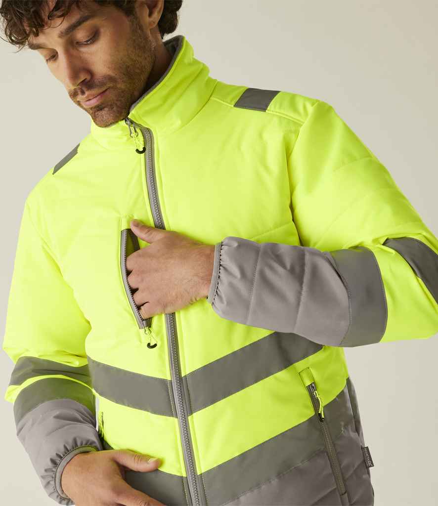 Regatta High Visibility Two Tone Thermal Baffle Jacket - Yellow/Grey