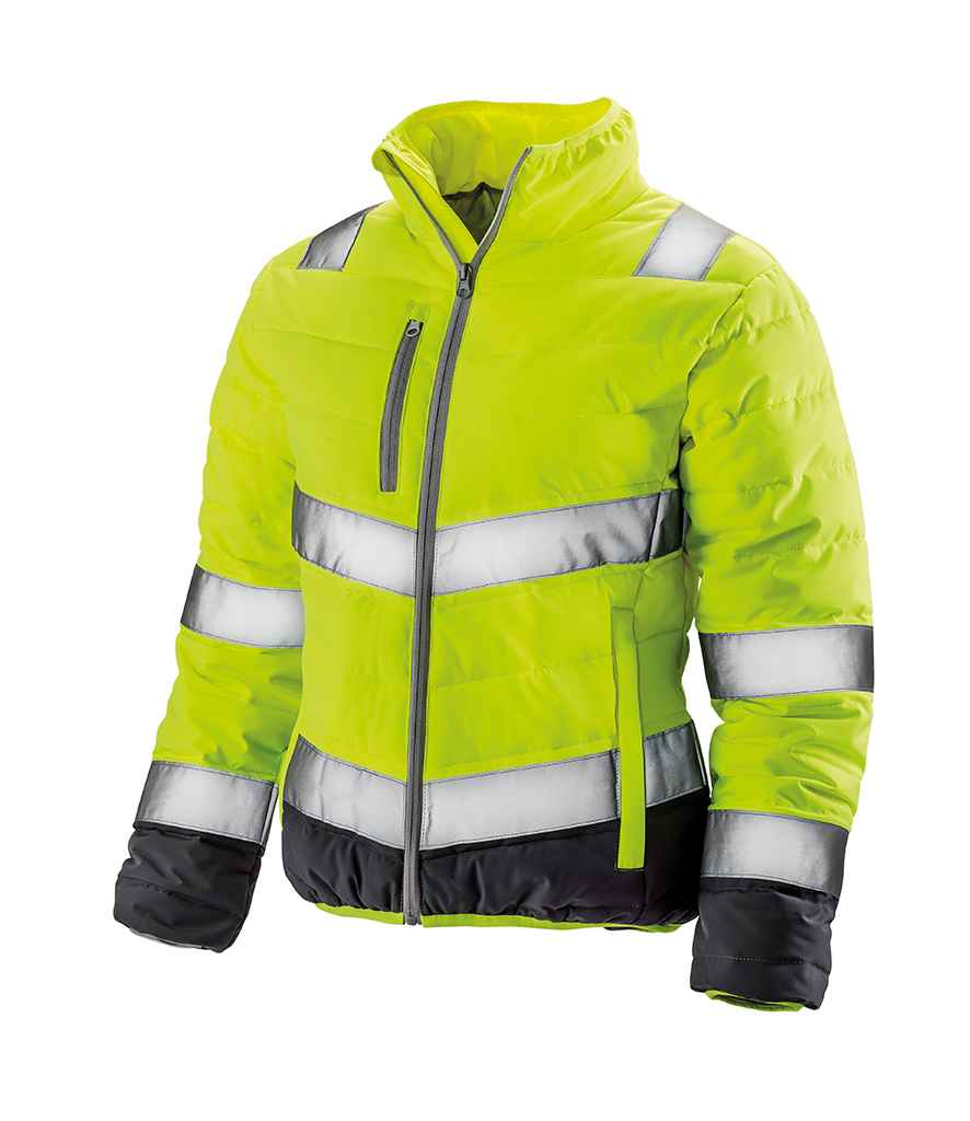 Result Safe-Guard Ladies Soft Safety Jacket - Fluorescent Yellow/Grey