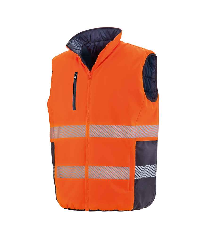 Result Safe-Guard Reversible Soft Padded Gilet - Fluorescent Orange/Navy