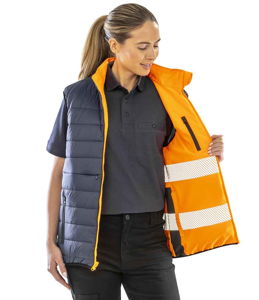 Result Safe-Guard Reversible Soft Padded Gilet - Fluorescent Orange/Navy