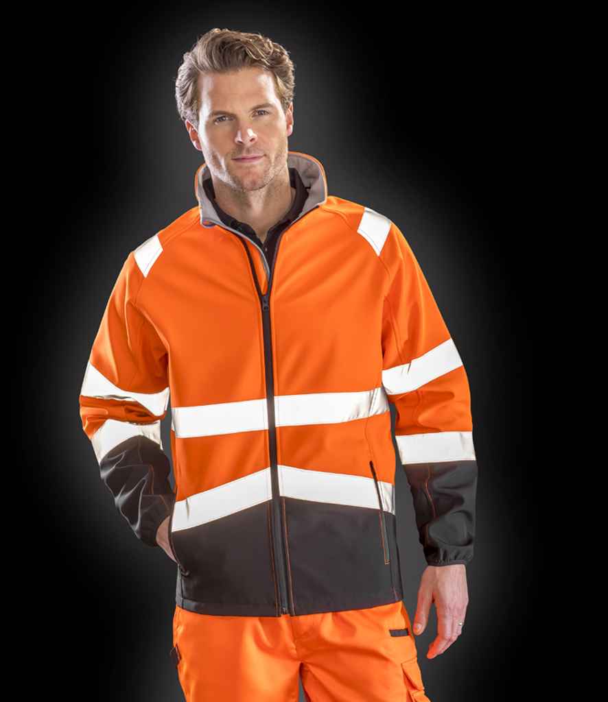 Result Safe-Guard Printable Safety Soft Shell Jacket - Fluorescent Orange/Black