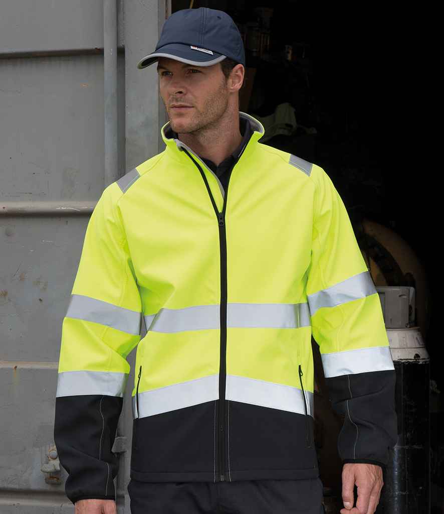 Result Safe-Guard Printable Safety Soft Shell Jacket - Fluorescent Yellow/Black