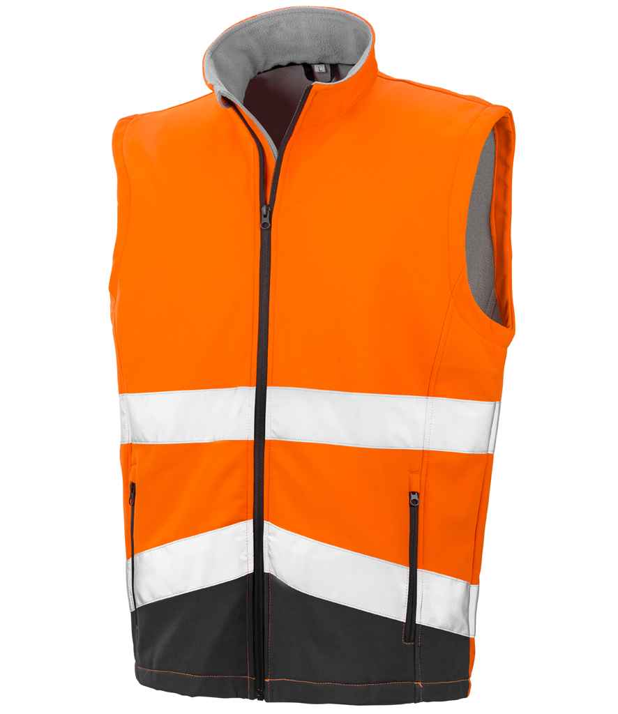 Result Safe-Guard Printable Safety Soft Shell Gilet - Fluorescent Orange/Black