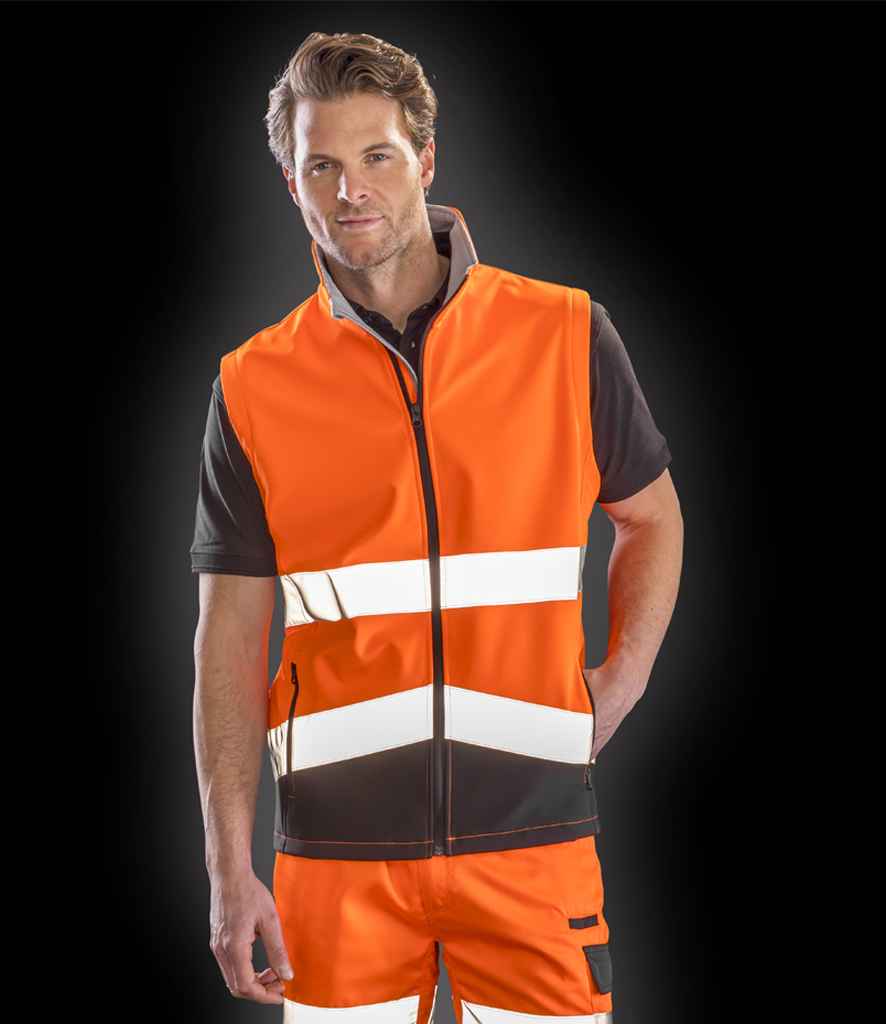 Result Safe-Guard Printable Safety Soft Shell Gilet - Fluorescent Orange/Black