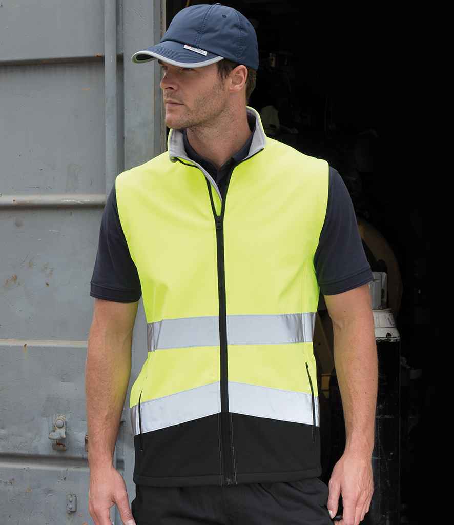 Result Safe-Guard Printable Safety Soft Shell Gilet - Fluorescent Yellow/Black