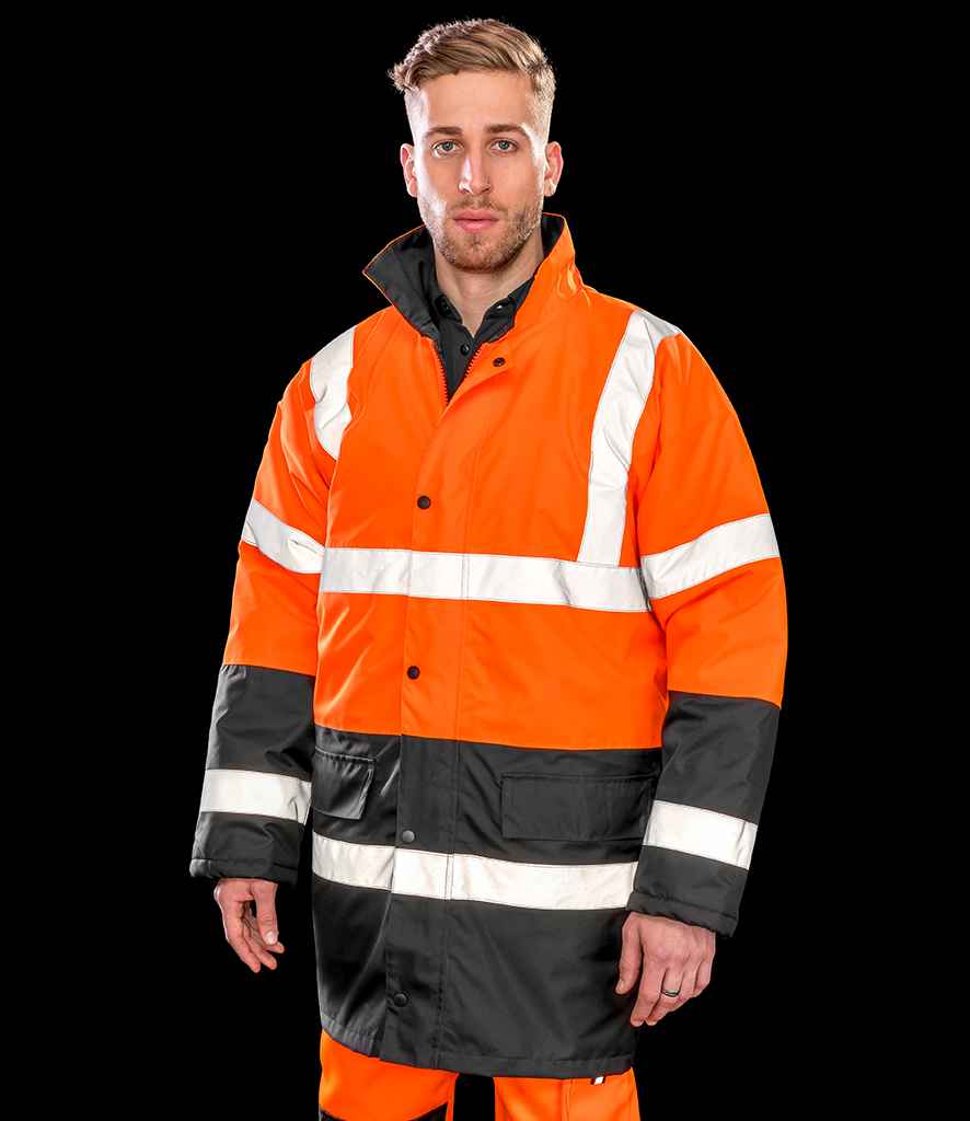 Result Core Motorway Two Tone Safety Jacket - Fluorescent Orange/Black