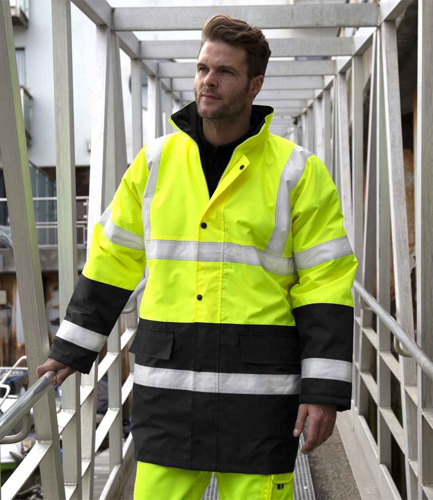 Result Core Motorway Two Tone Safety Jacket - Fluorescent Yellow/Black