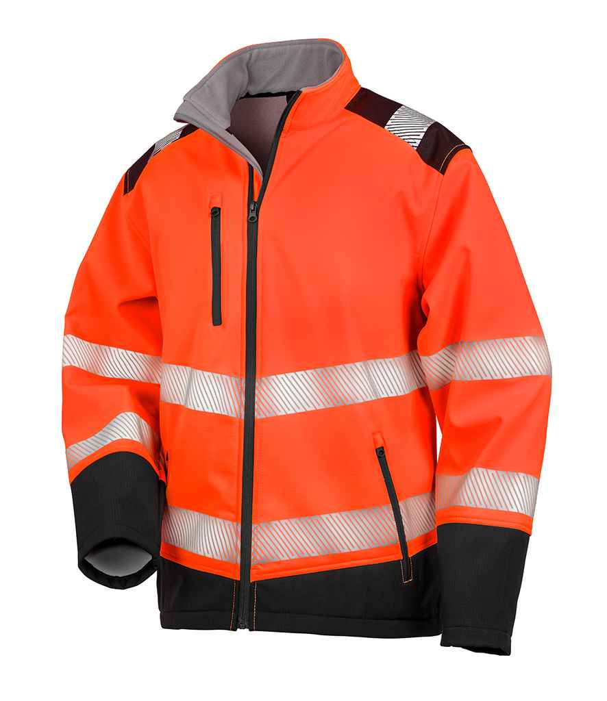 Result Safe-Guard Printable Ripstop Safety Soft Shell Jacket - Fluorescent Orange/Black