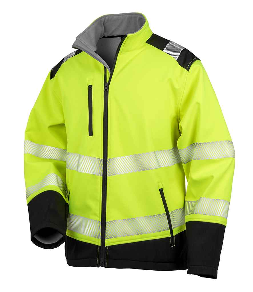 Result Safe-Guard Printable Ripstop Safety Soft Shell Jacket - Fluorescent Yellow/Black
