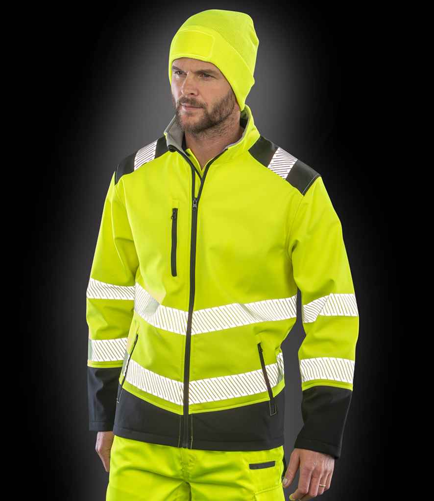 Result Safe-Guard Printable Ripstop Safety Soft Shell Jacket - Fluorescent Yellow/Black