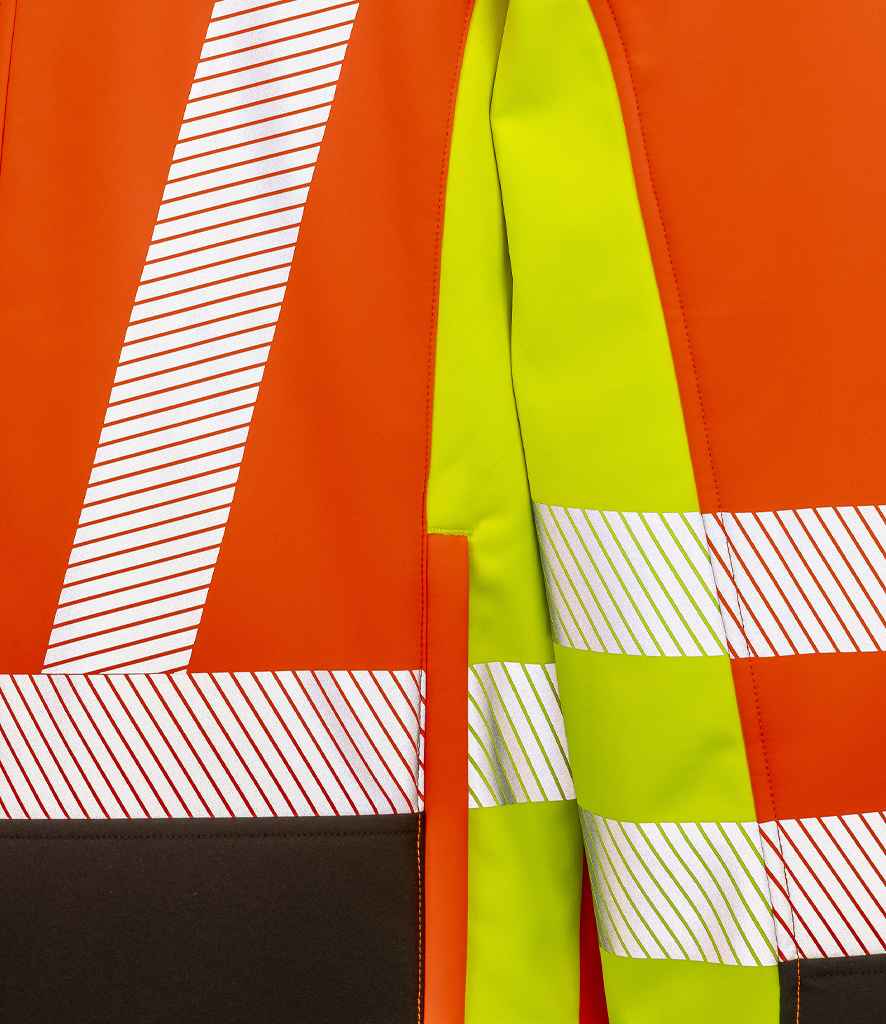 Result Recycled Three Layer Printable 3-Tone Safety Soft Shell Jacket - Fluorescent Yellow/Orange/Black