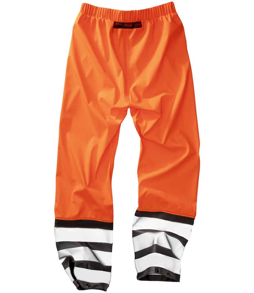 Result Recycled Heavy Duty Prism PU Safe and Dry Trousers - Fluorescent Orange/Black