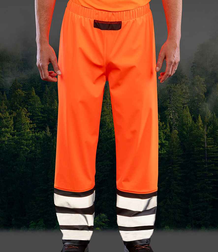 Result Recycled Heavy Duty Prism PU Safe and Dry Trousers - Fluorescent Orange/Black