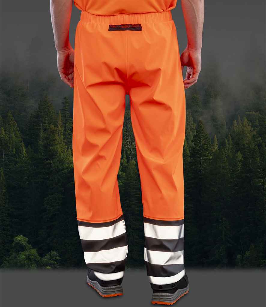 Result Recycled Heavy Duty Prism PU Safe and Dry Trousers - Fluorescent Orange/Black