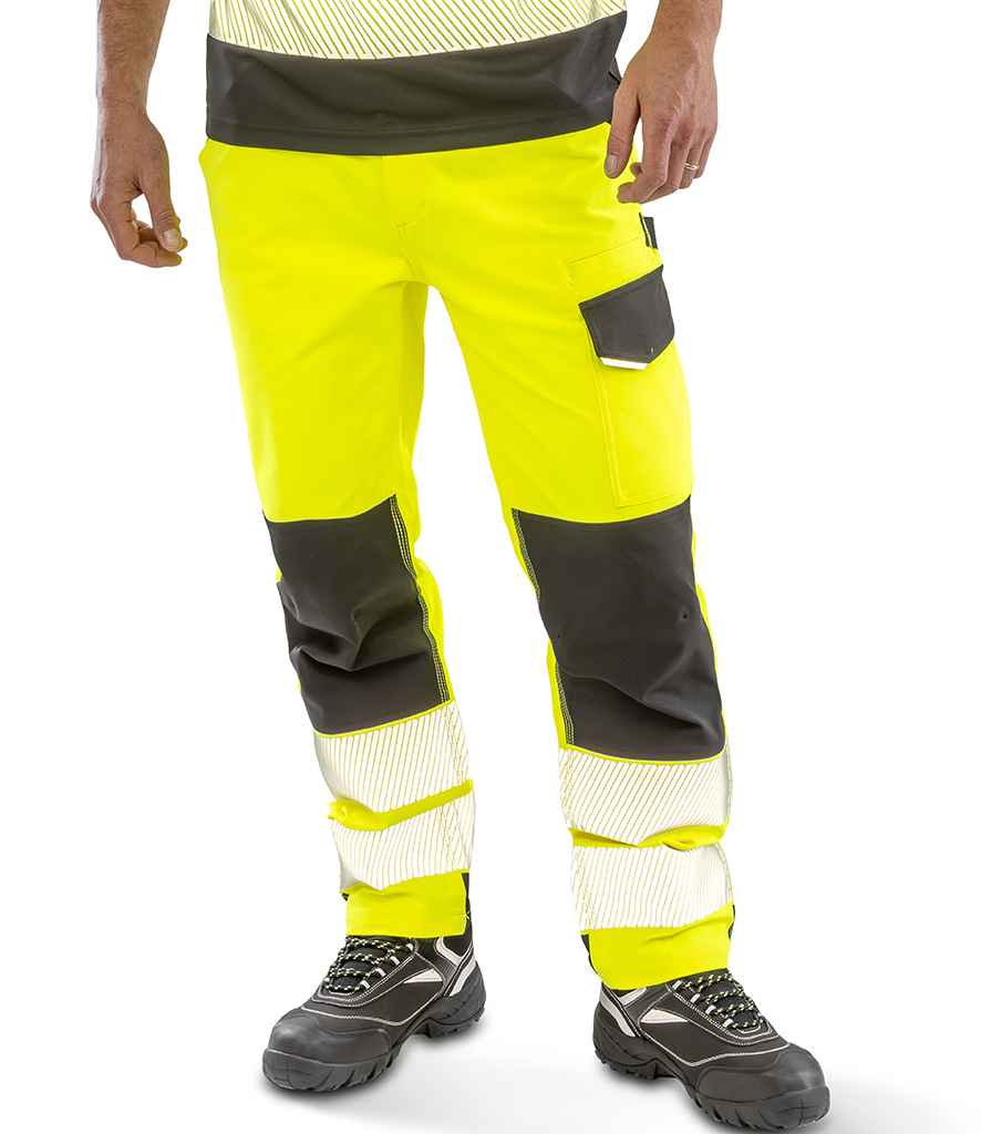 Result Recycled Dynamic Stretch Safety Trousers - Fluorescent Yellow