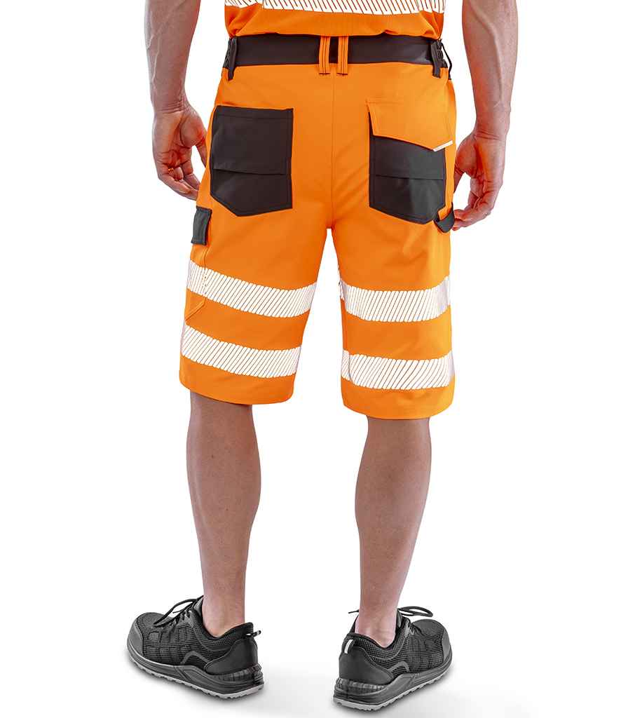 Result Recycled Dynamic Stretch Safety Shorts - Fluorescent Orange