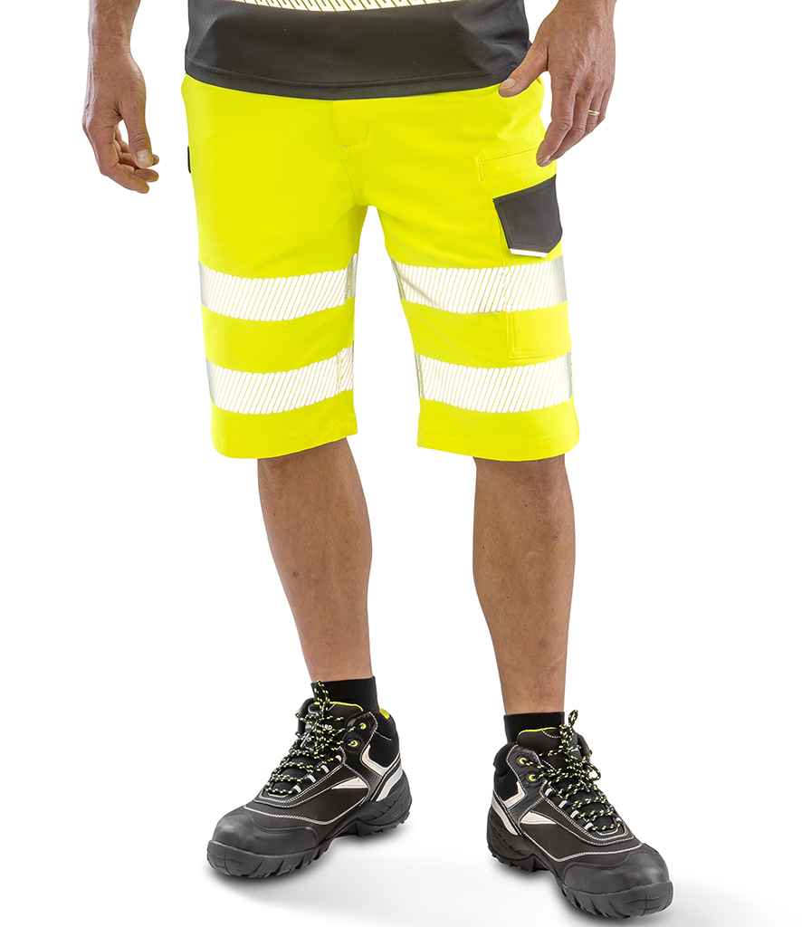 Result Recycled Dynamic Stretch Safety Shorts - Fluorescent Yellow
