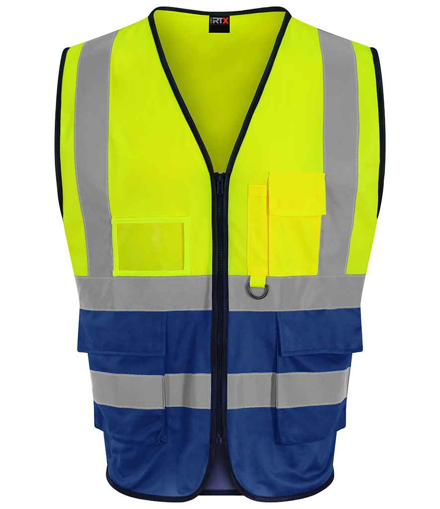 Pro RTX High Visibility Executive Waistcoat - Yellow/Royal Blue