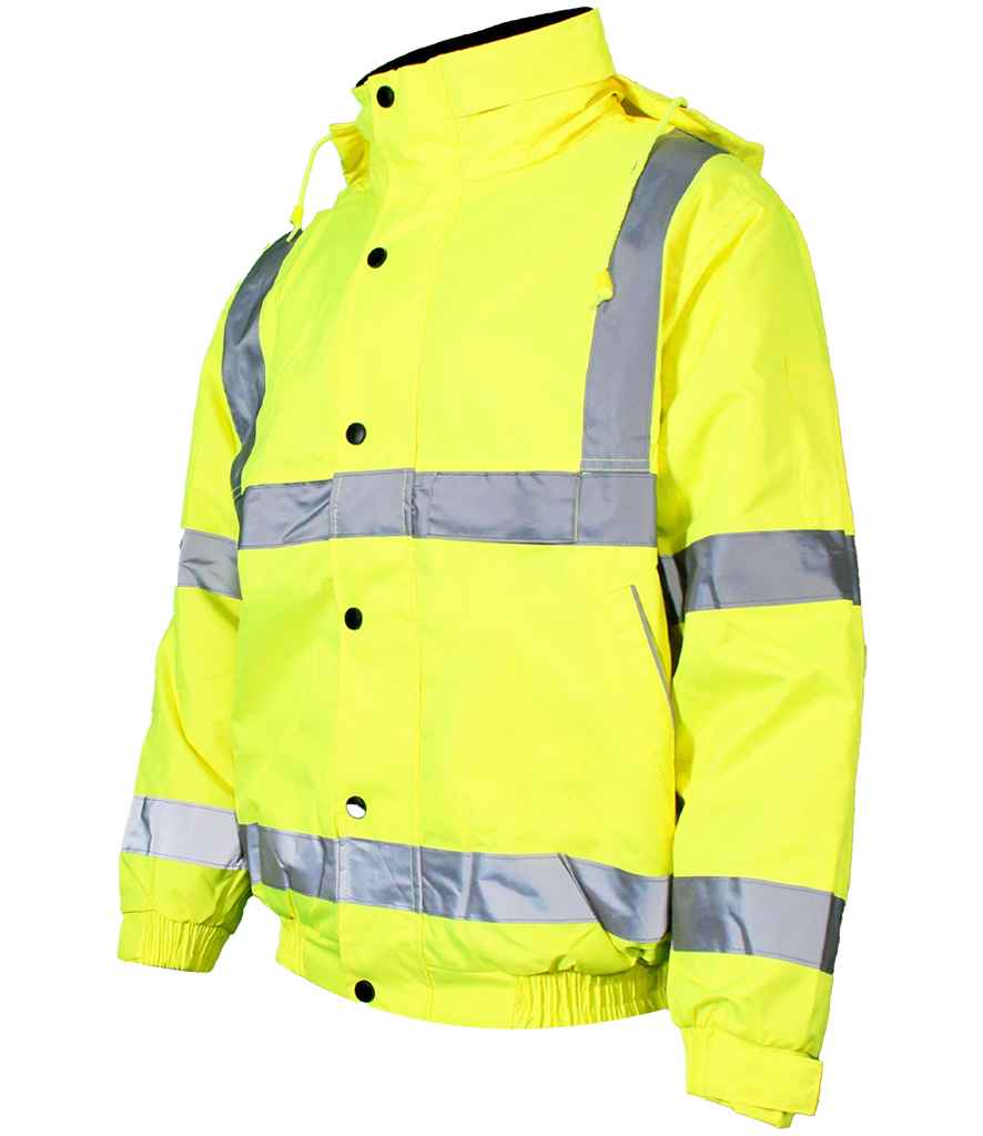 Warrior Hi-Vis Fleece Lined Bomber Jacket - Fluorescent Yellow