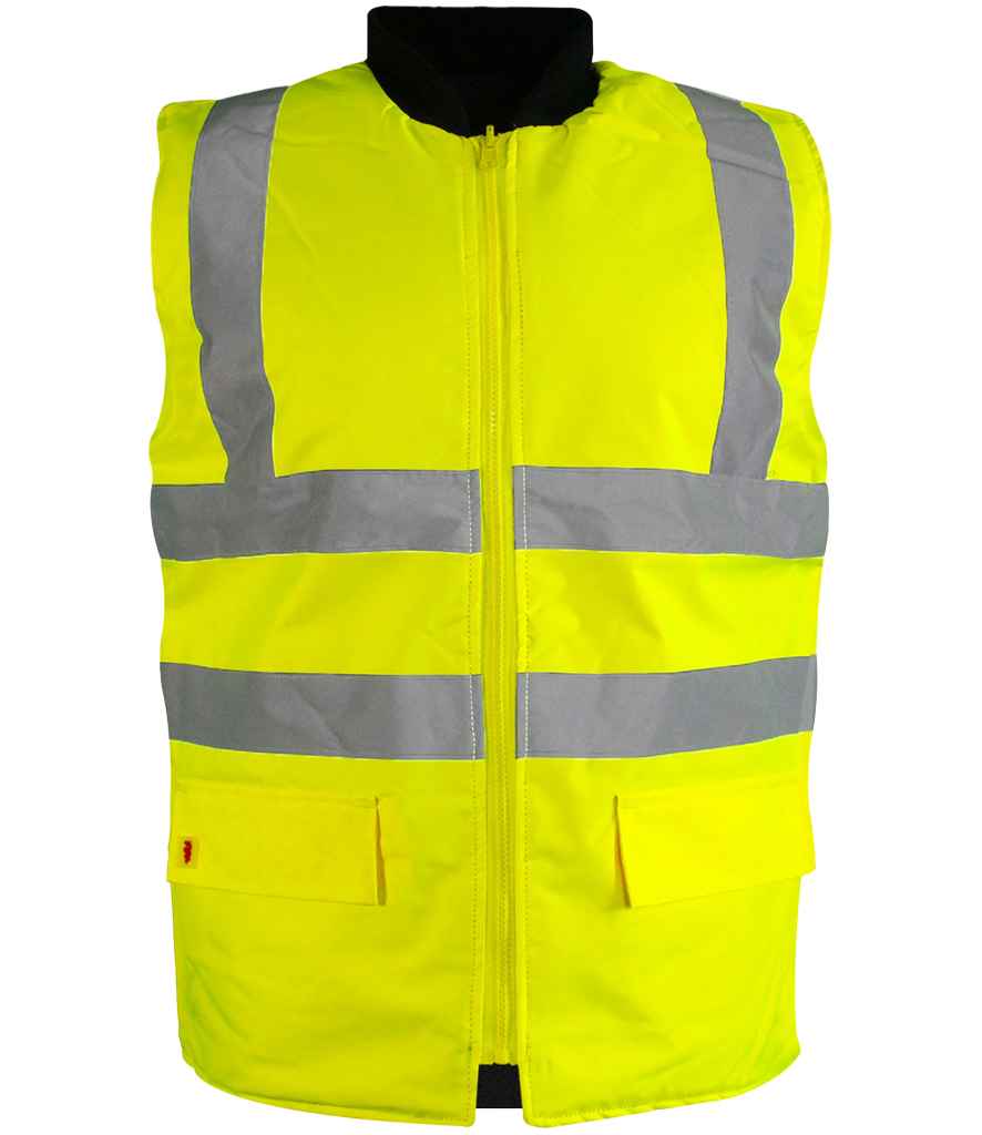 Warrior Hi-Vis Reversible Bodywarmer - Fluorescent Yellow