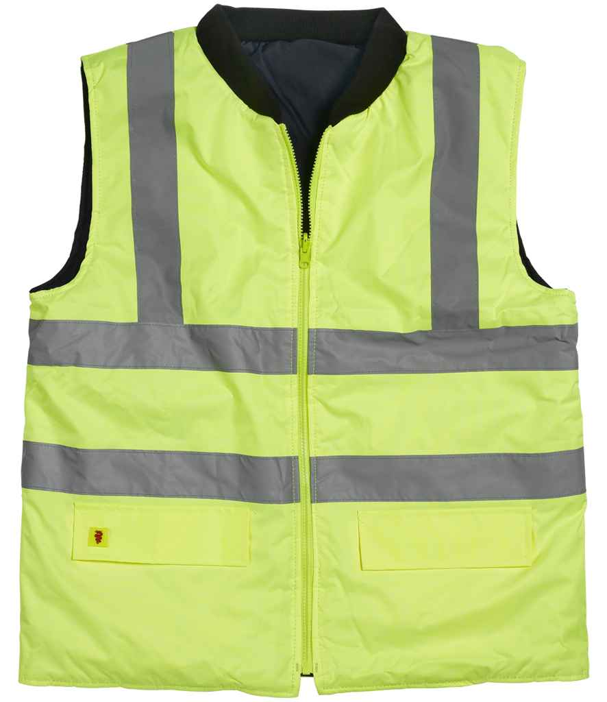 Warrior Hi-Vis Reversible Bodywarmer - Fluorescent Yellow