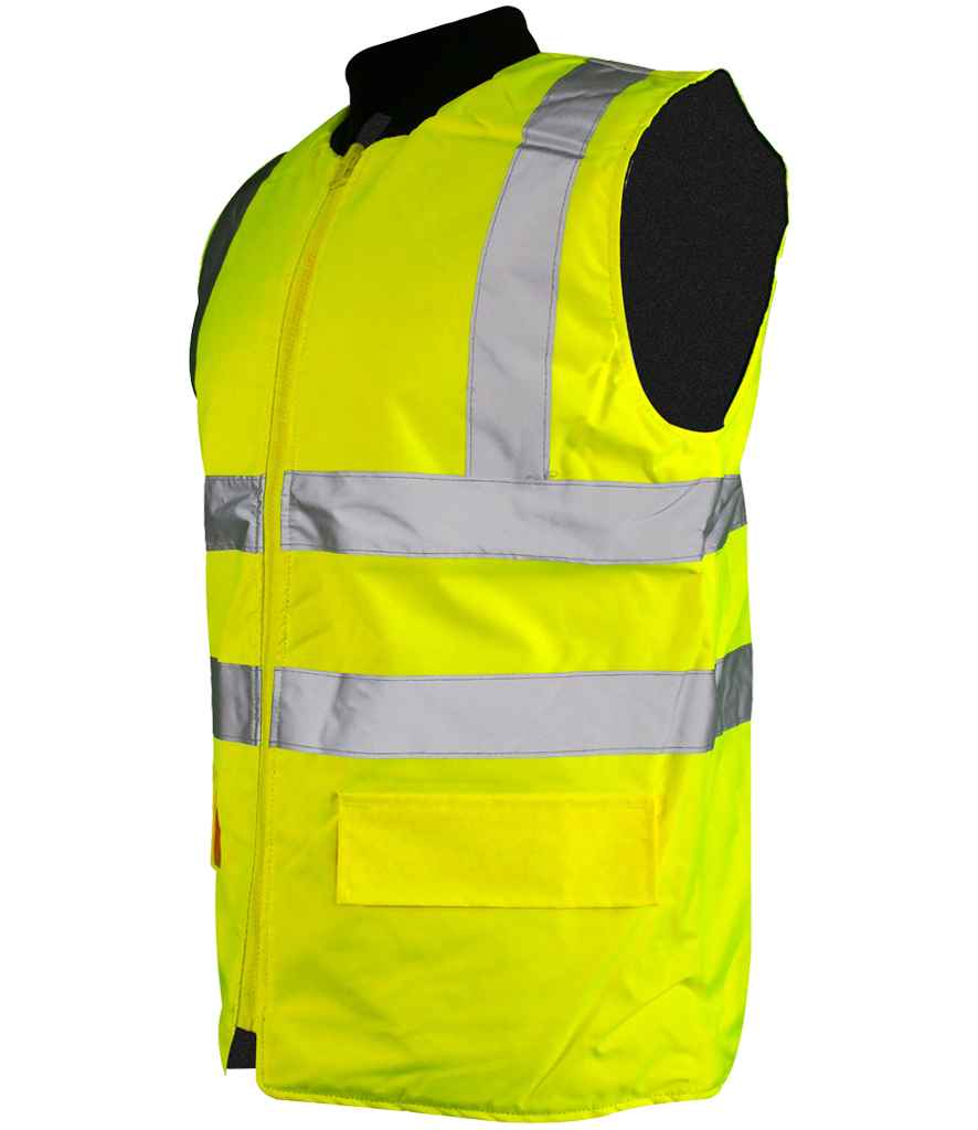 Warrior Hi-Vis Reversible Bodywarmer - Fluorescent Yellow