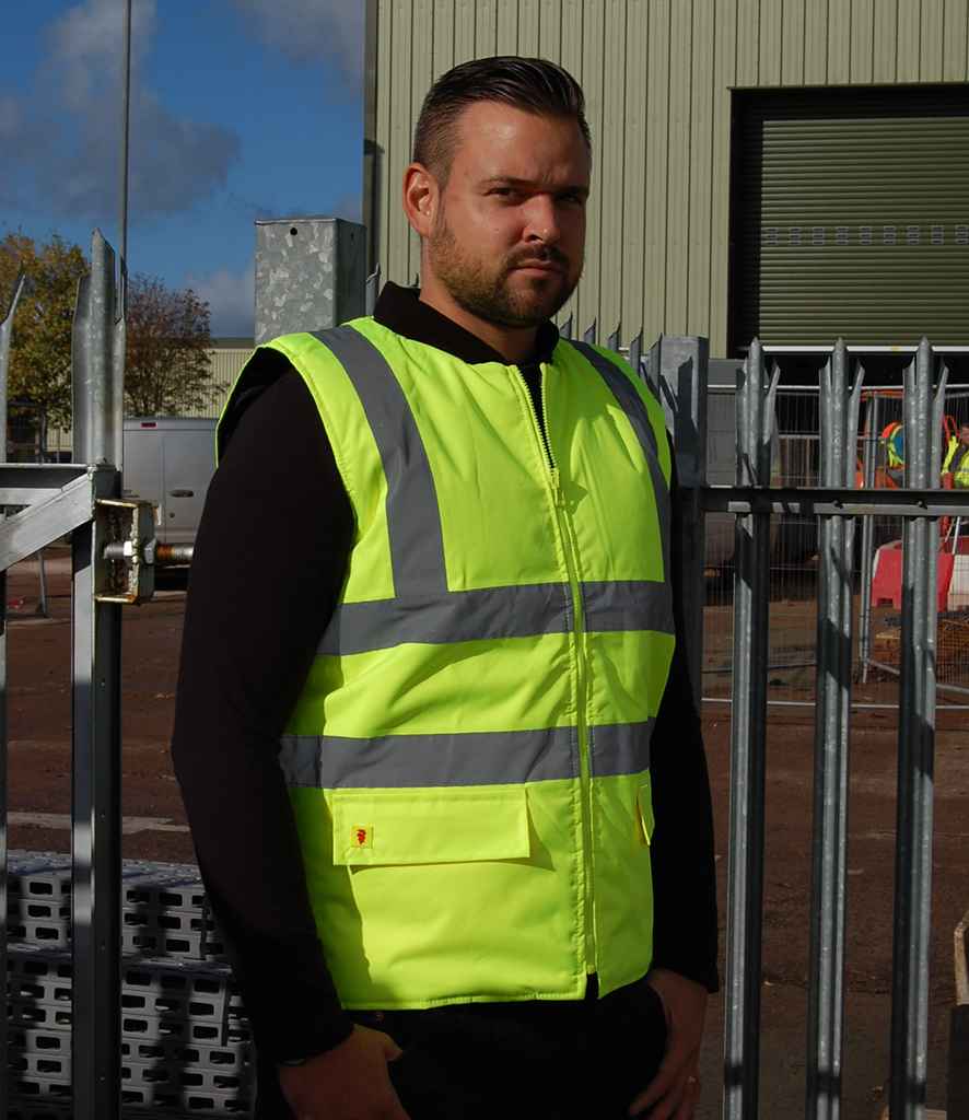 Warrior Hi-Vis Reversible Bodywarmer - Fluorescent Yellow