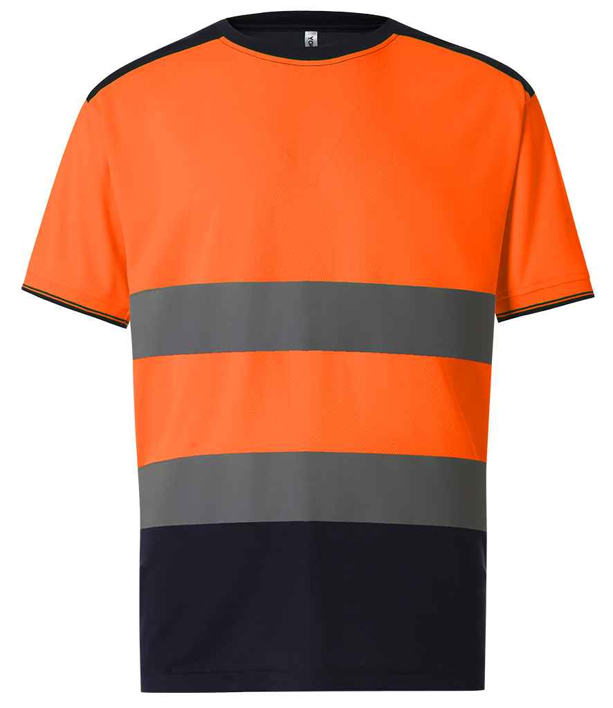 Yoko Hi-Vis Two Tone T-Shirt - Orange/Navy
