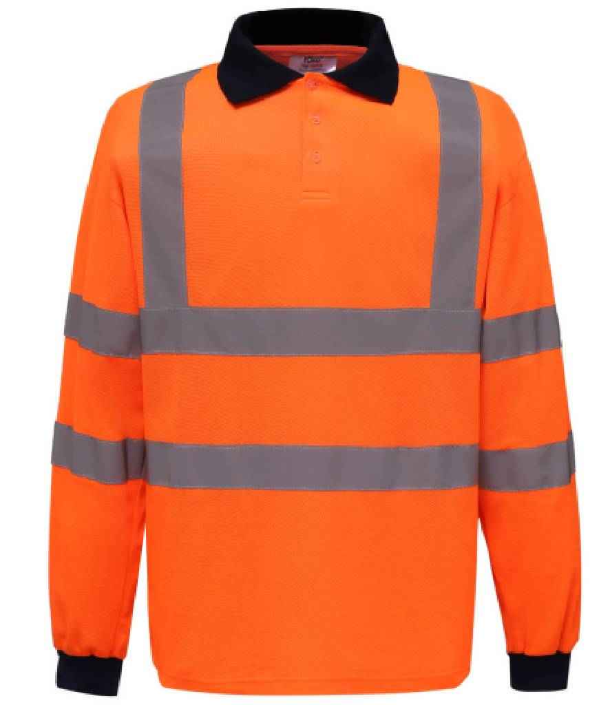 Yoko Hi-Vis Long Sleeve Polo Shirt - Orange