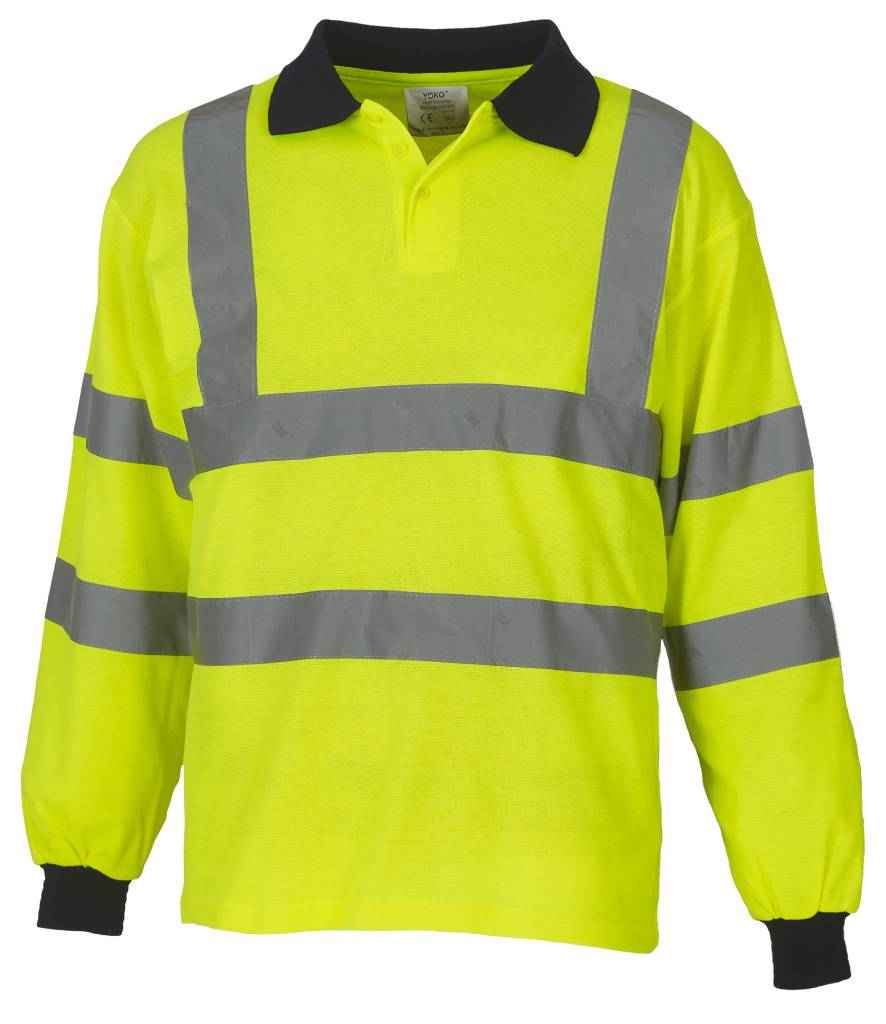 Yoko Hi-Vis Long Sleeve Polo Shirt - Yellow