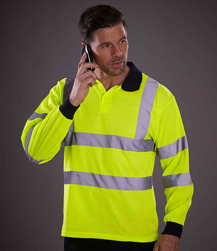 Yoko Hi-Vis Long Sleeve Polo Shirt - Yellow