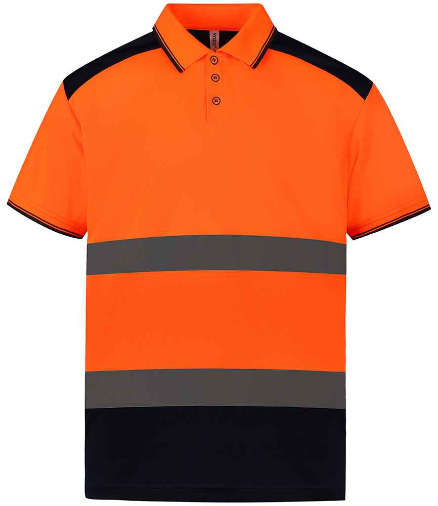 Yoko Two Tone Short Sleeve Polo Shirt - Orange/Navy