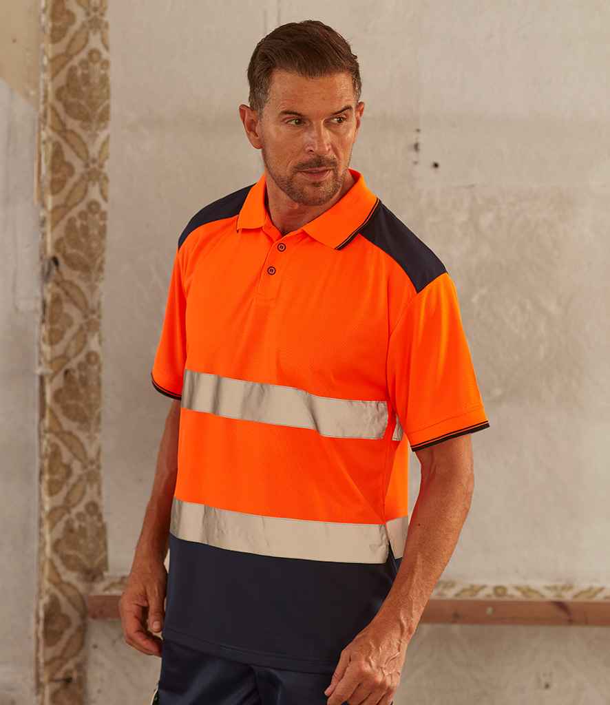 Yoko Two Tone Short Sleeve Polo Shirt - Orange/Navy