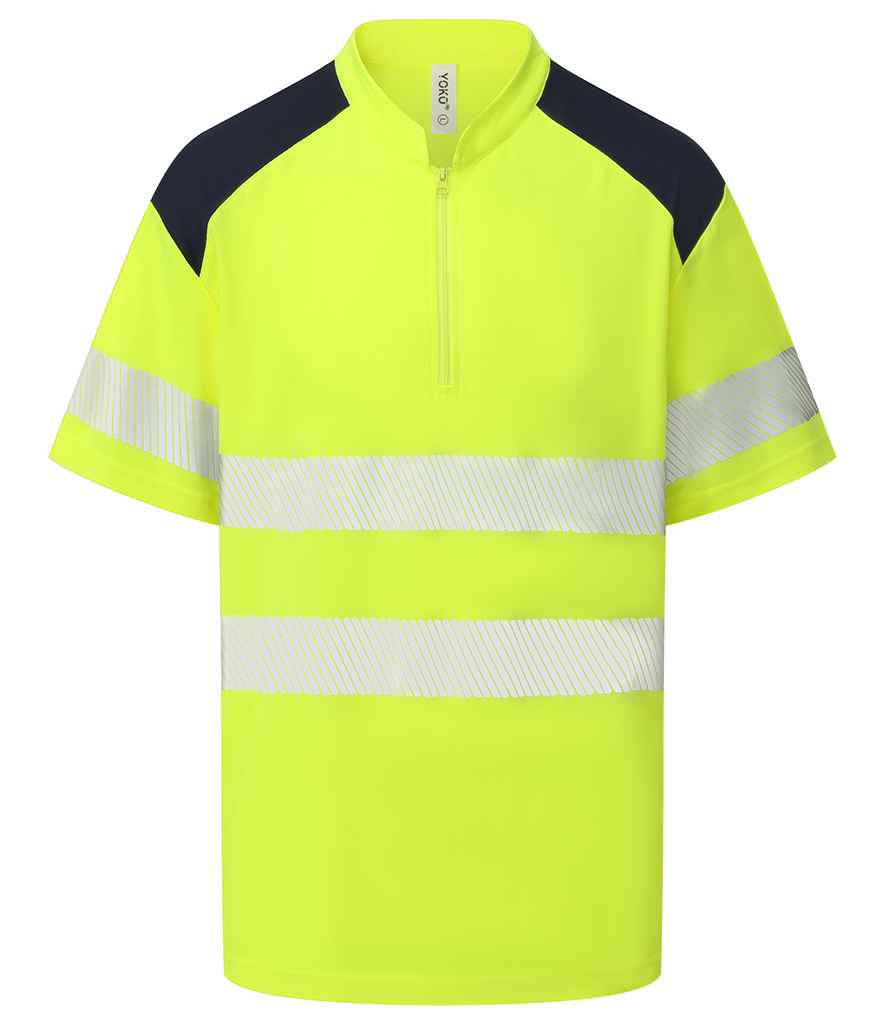 Yoko Mandarin Collar Zip Piqué Polo Shirt - Yellow