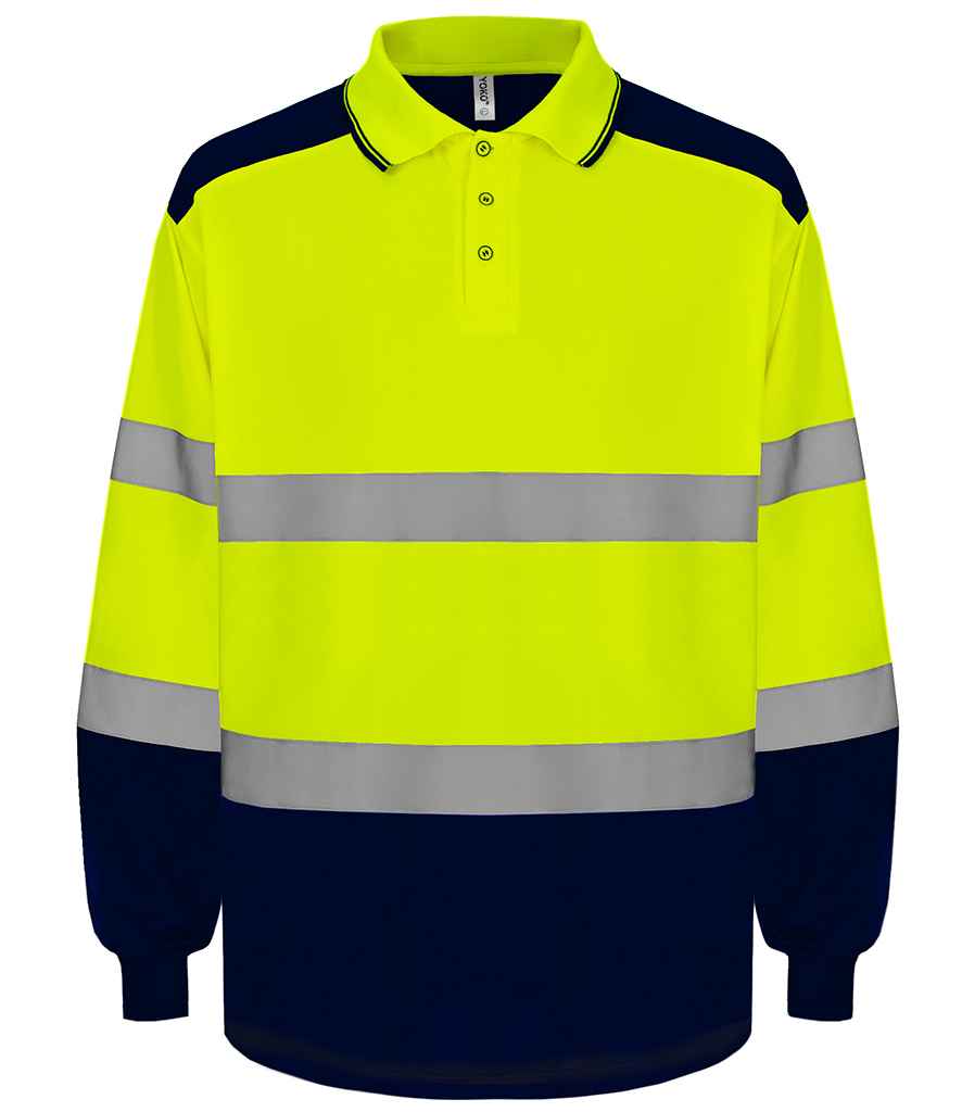 Yoko Two Tone Long Sleeve Polo Shirt - Yellow/Navy