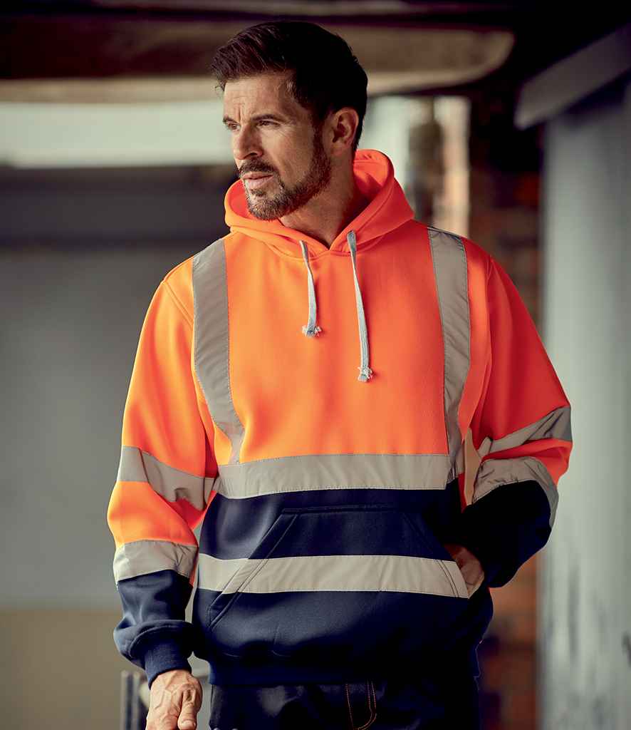 Yoko Hi-Vis Pull Over Hoodie - Orange/Navy