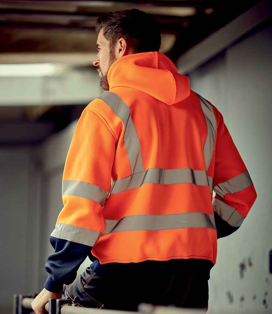 Yoko Hi-Vis Pull Over Hoodie - Orange/Navy