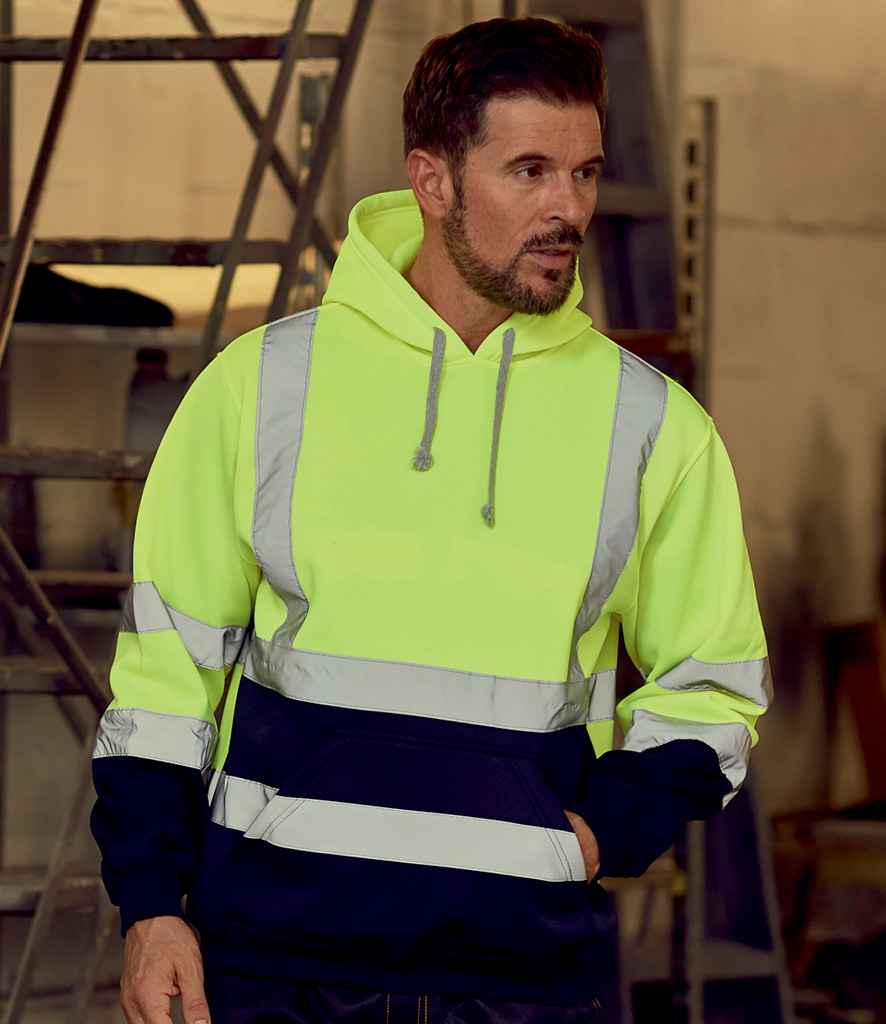 Yoko Hi-Vis Pull Over Hoodie - Yellow/Navy