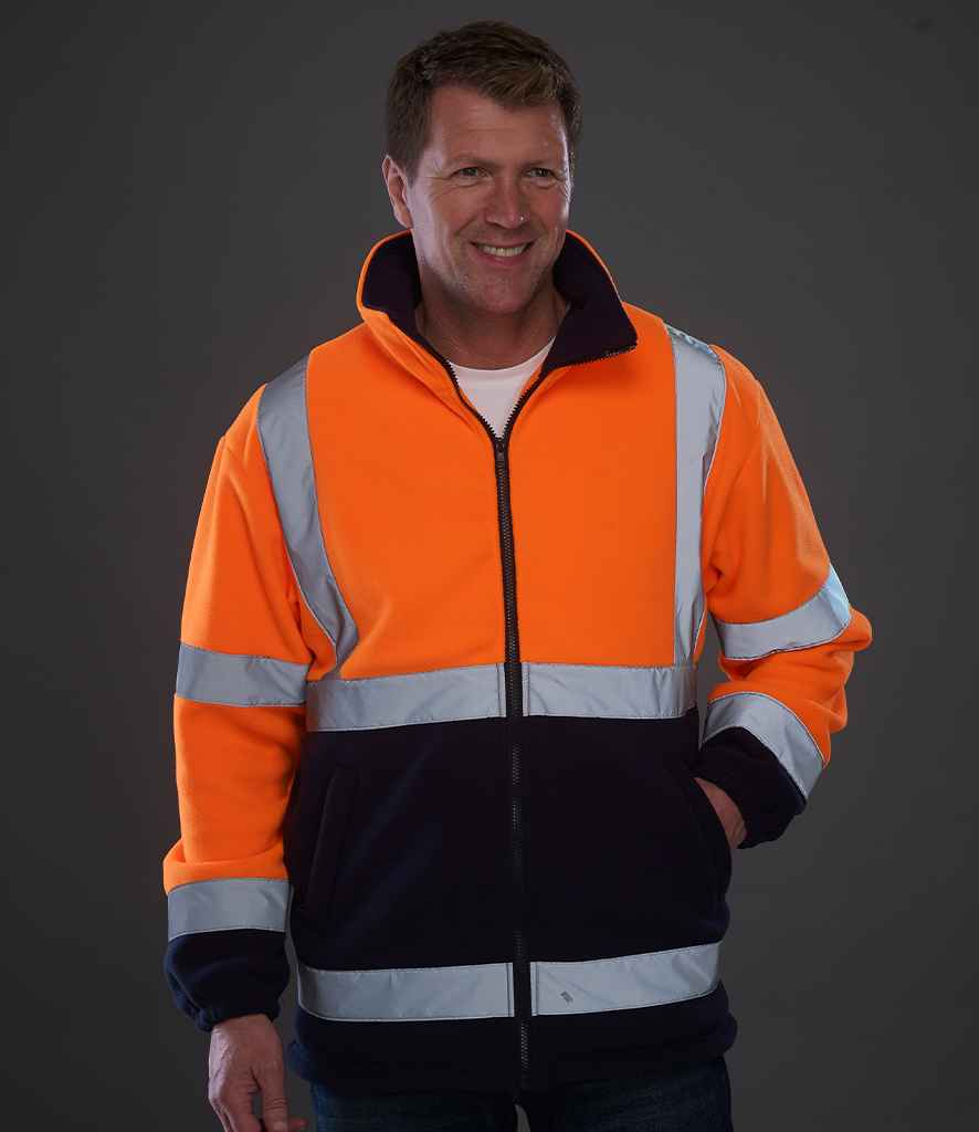 Yoko Hi-Vis Heavyweight Fleece Jacket - Orange/Navy