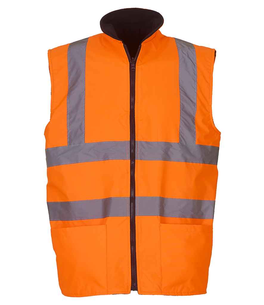 Yoko Hi-Vis Reversible Fleece Bodywarmer - Orange