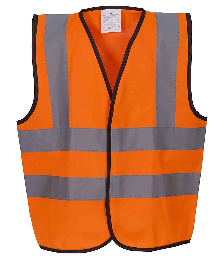 Yoko Kids Hi-Vis Two Band and Braces Waistcoat - Orange