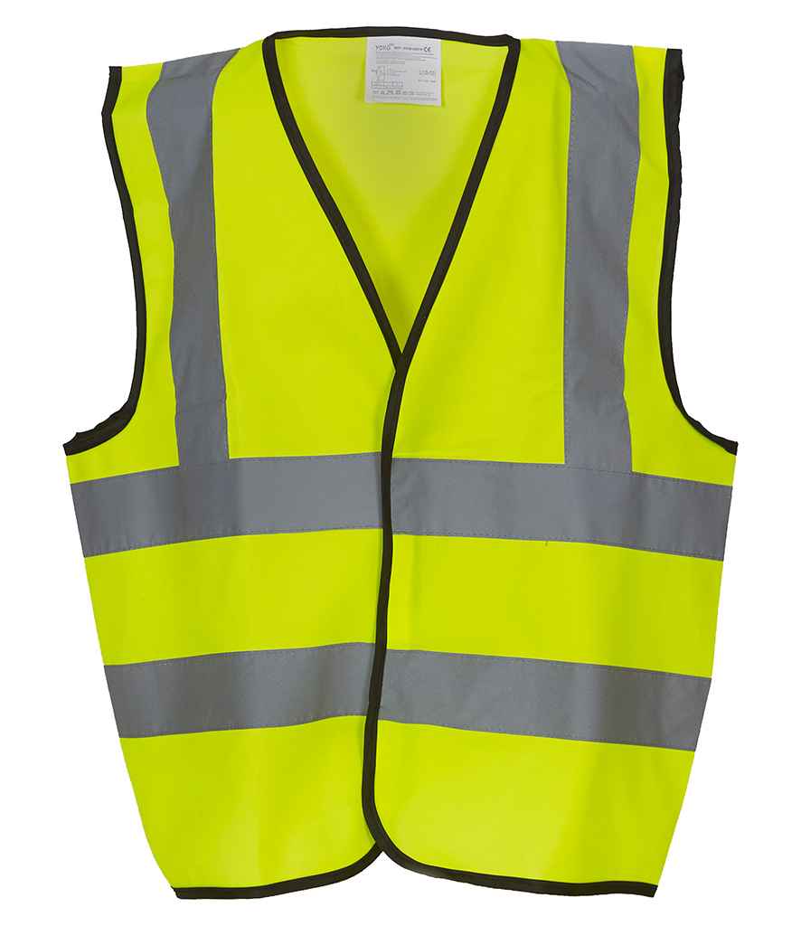 Yoko Kids Hi-Vis Two Band and Braces Waistcoat - Yellow