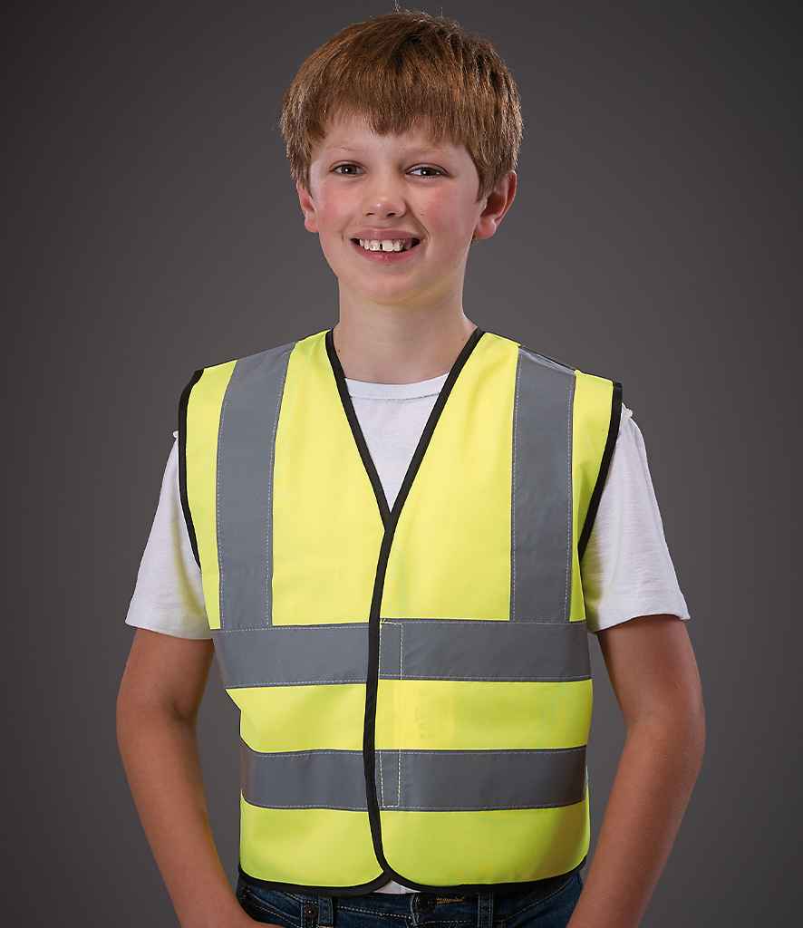 Yoko Kids Hi-Vis Two Band and Braces Waistcoat - Yellow