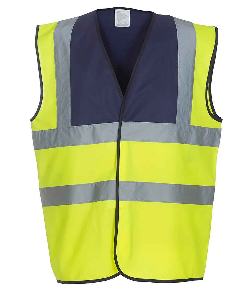 Yoko Hi-Vis Two Band and Braces Waistcoat - Part 1 - Navy/Yellow